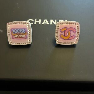 Chanel Pink and Purple Earrings